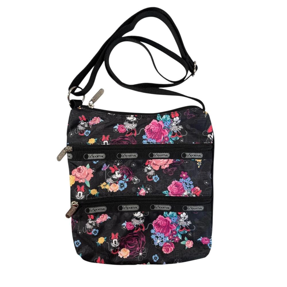 LeSportsac Disney Minnie Mouse Floral Triple Zipper Crossbody Bag - Picture 1 of 6